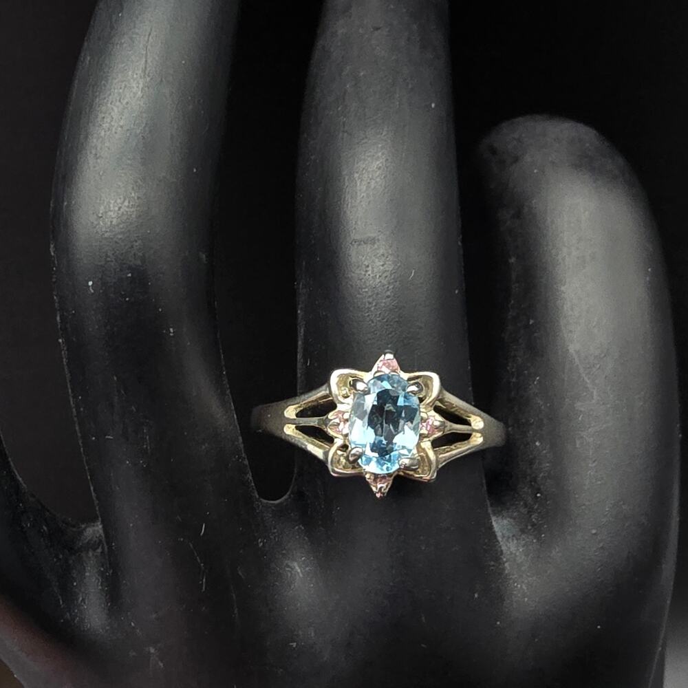 Avon Sterling Silver Blue Topaz Ring Size 7.5 925